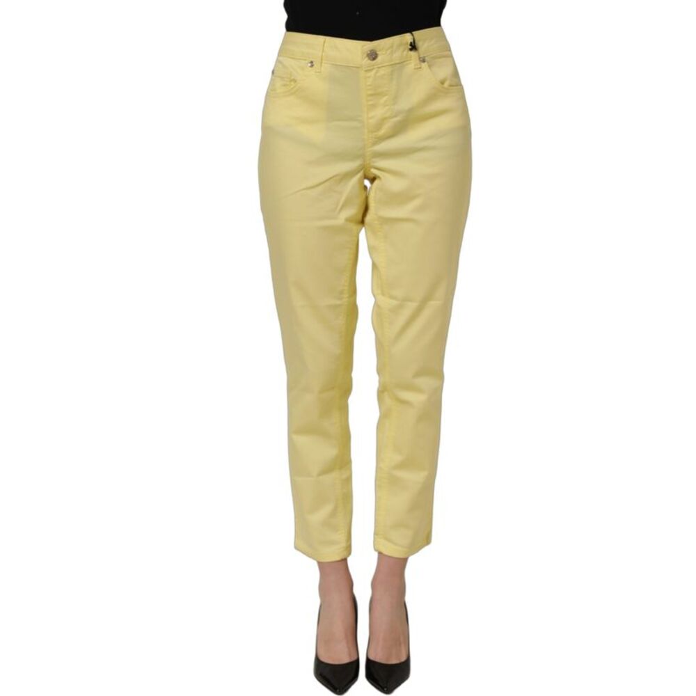 Liu Jo Yellow Mid Waist Straight Cropped Denim Women Trouser Women's Jeans